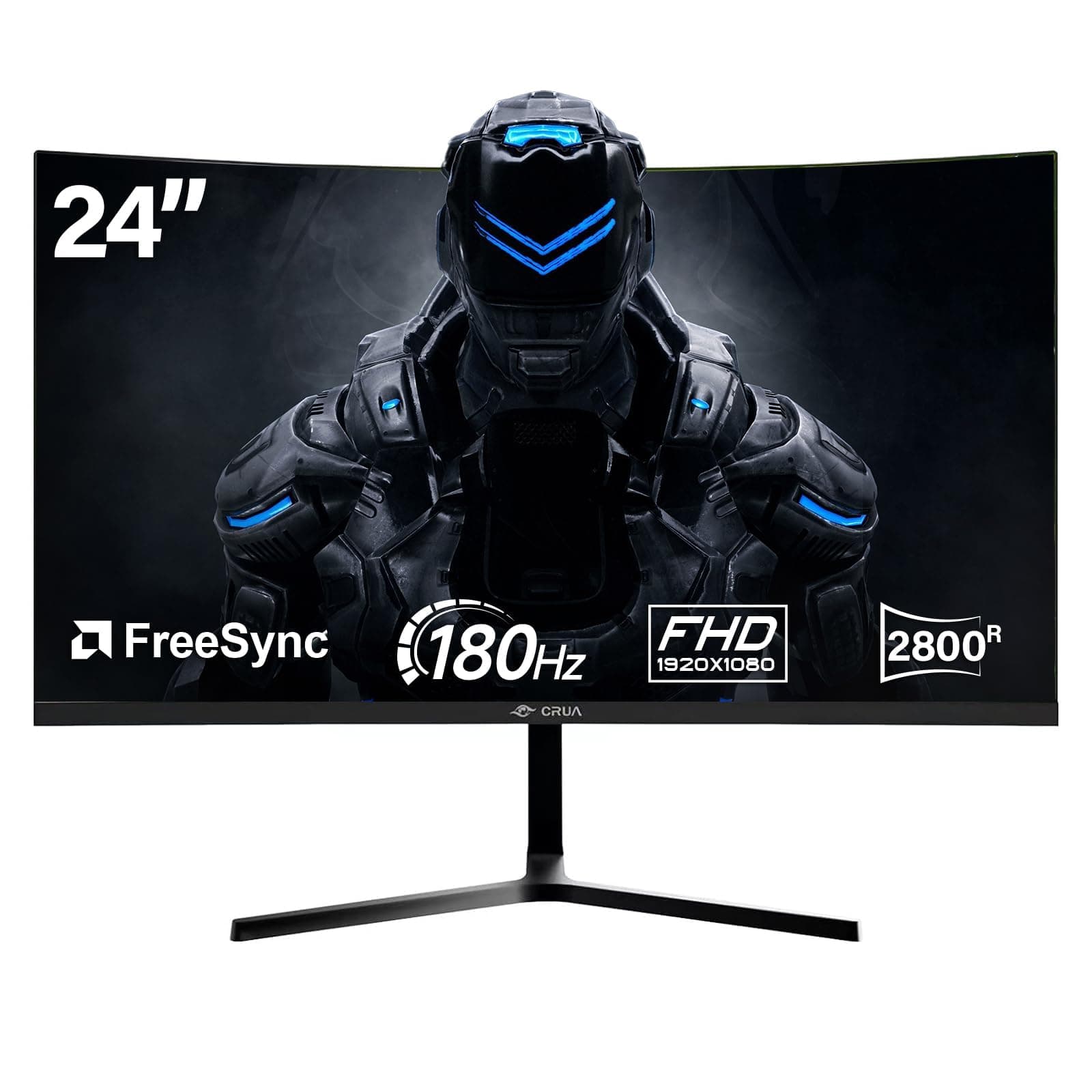 CRUA 24 Inch 180Hz,Curved Gaming Monitor, FHD 1080P, Frameless Design, AMD FreeSync, Low Motion Blur, Eye Care, DisplayPort, HDMI, Wall Mountable