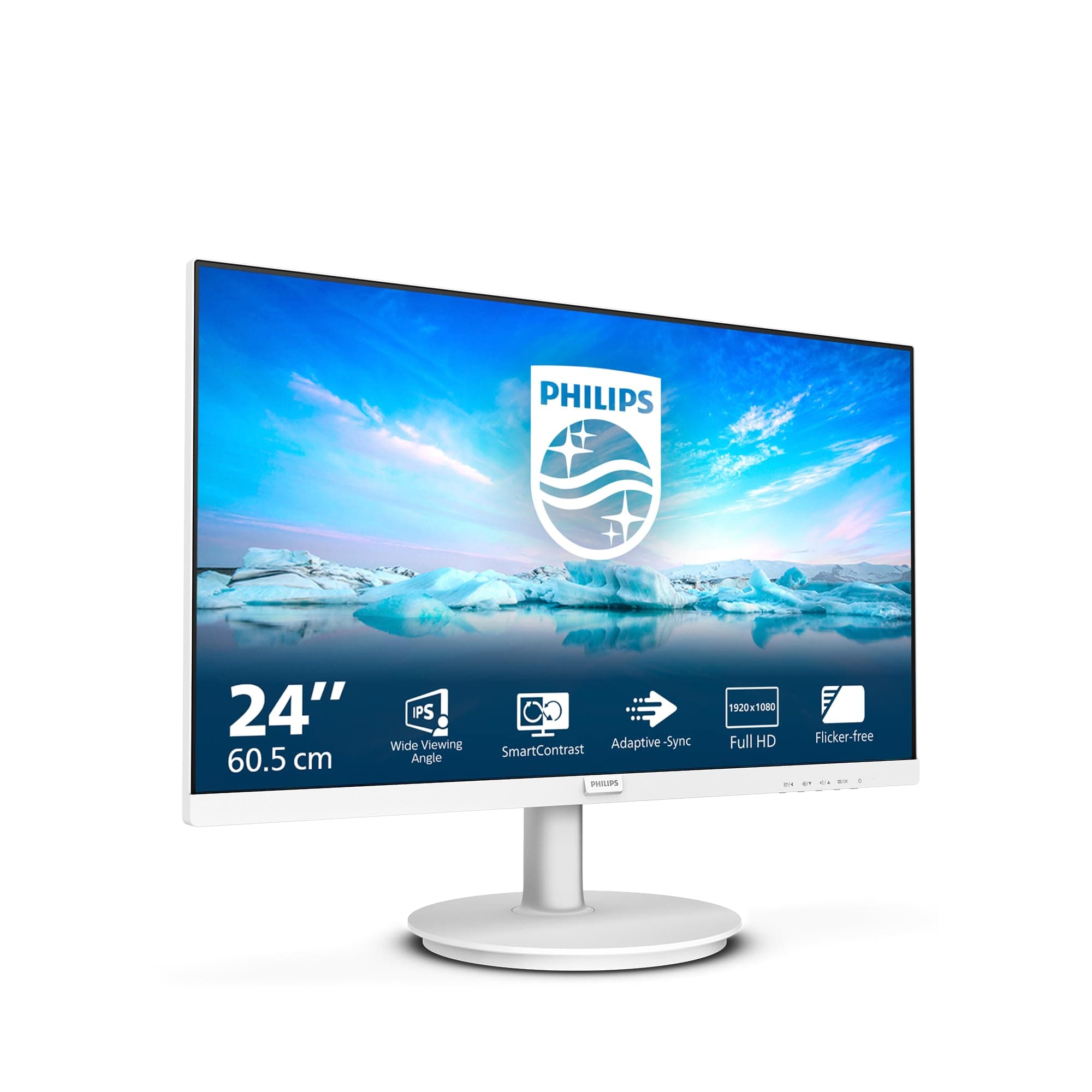 PHILIPS 241V8AW - 24" FHD Monitor with inbuilt Speakers (1920x1080, 75 Hz, VGA, HDMI) White