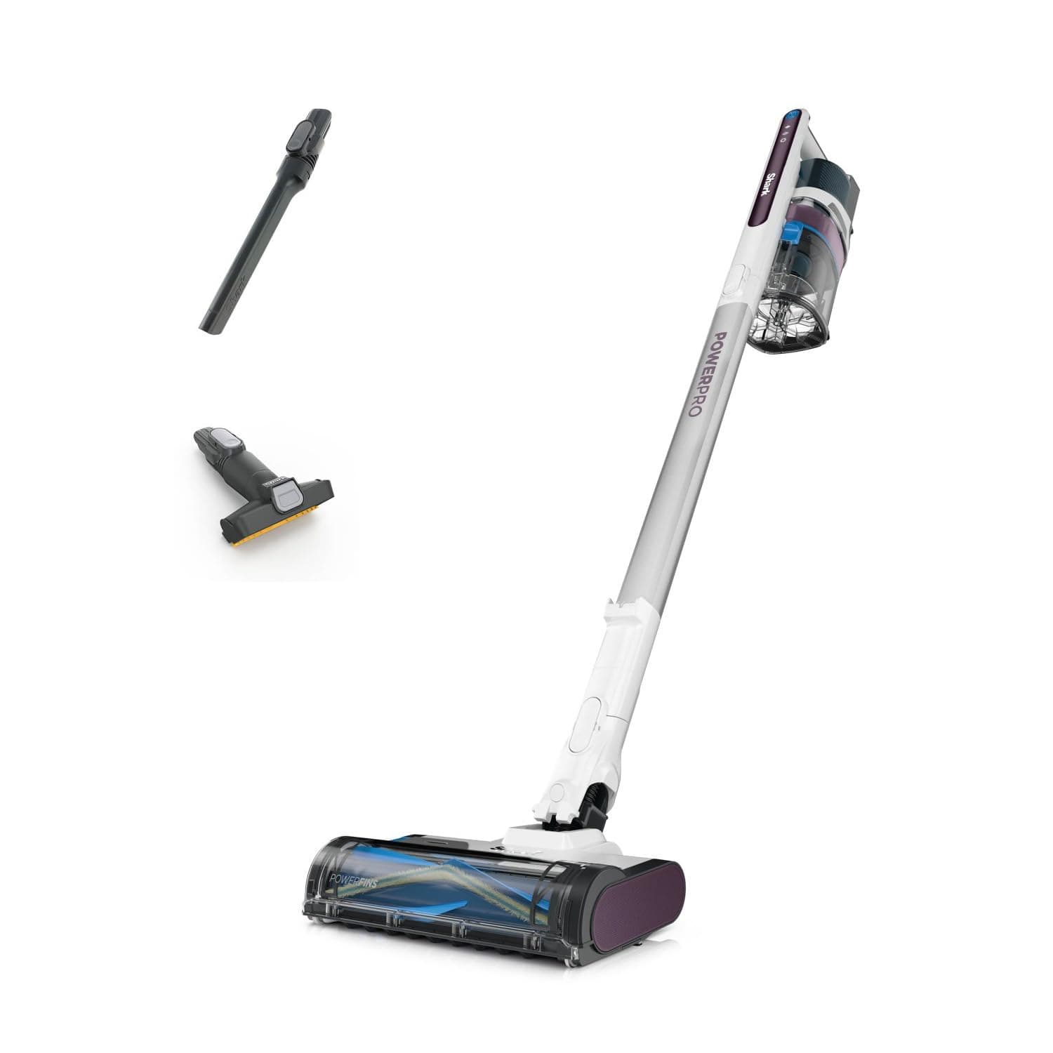 Shark PowerPro Cordless Stick Vacuum Cleaner, Anti Hair Wrap, FloorDetect Tech, Anti-Allergen, Up to 50min Runtime, XL Dust Cup, Handheld Mode, Crevice and Upholstery Tool, Silver and Mauve IZ370UK