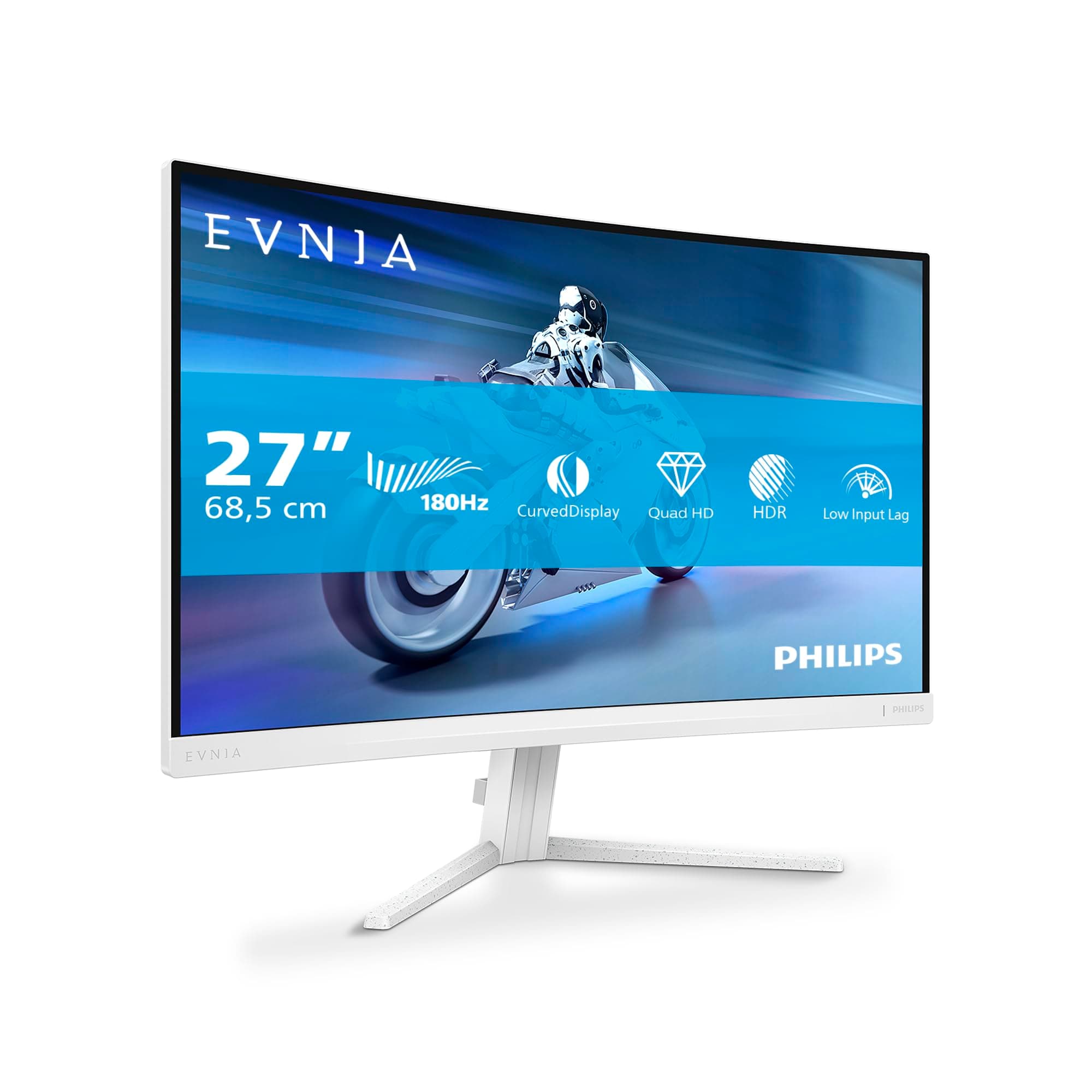PHILIPS Evnia 27M2C5501-27 inch QHD curved gaming monitor, 180 Hz, 1 ms GtG, FreeSync Premium (2560x1440, 2x HDMI 2.0, 1x DisplayPort1.4) white