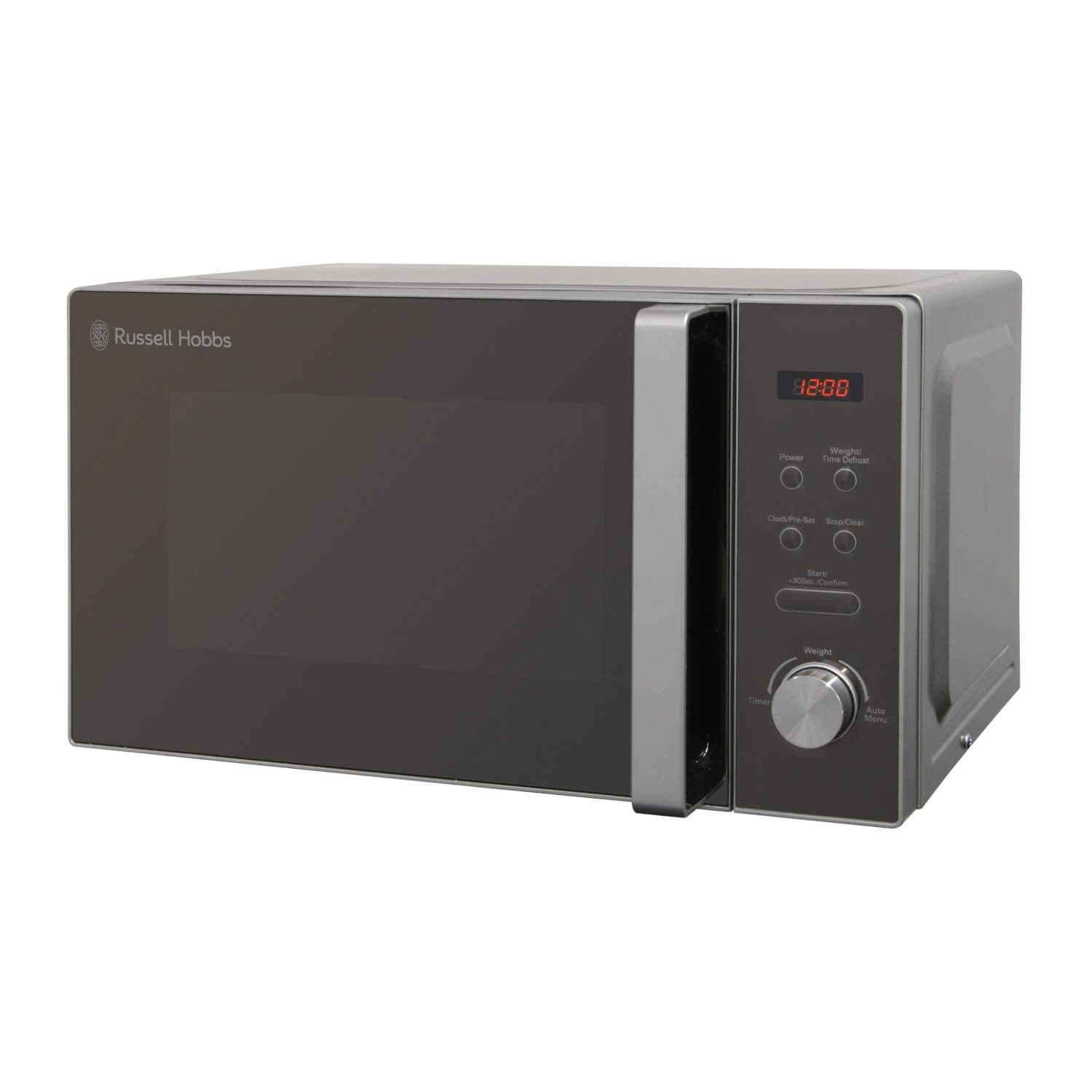 Russell Hobbs RHM2076S 20 Litre 800 W Silver Digital Solo Microwave with 5 Power Levels, Automatic Defrost, 8 Auto Cook Menus, Clock and Timer, Easy Clean