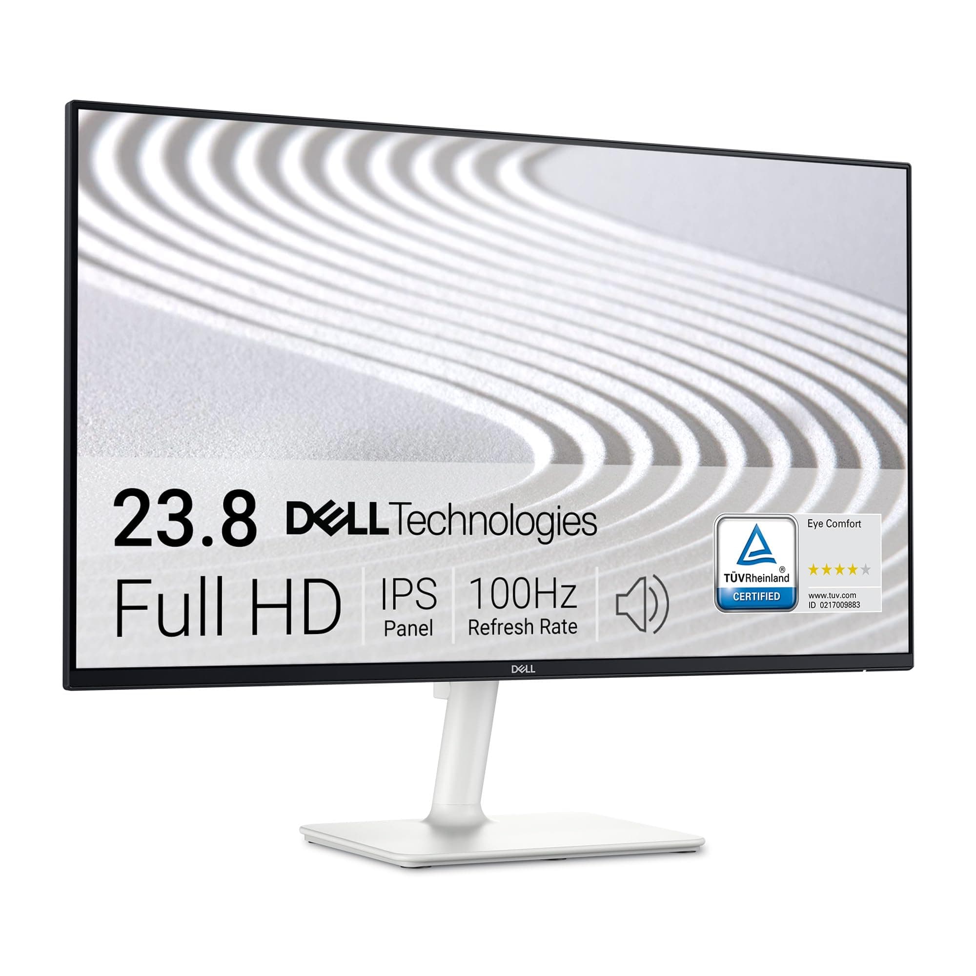 Dell S2425H 24 Inch Full HD (1920x1080) Monitor, 100Hz, IPS, 4ms, 99% sRGB, Built-in Speakers, Ultrathin Bezel, 2x HDMI, 3 Year Warranty, White