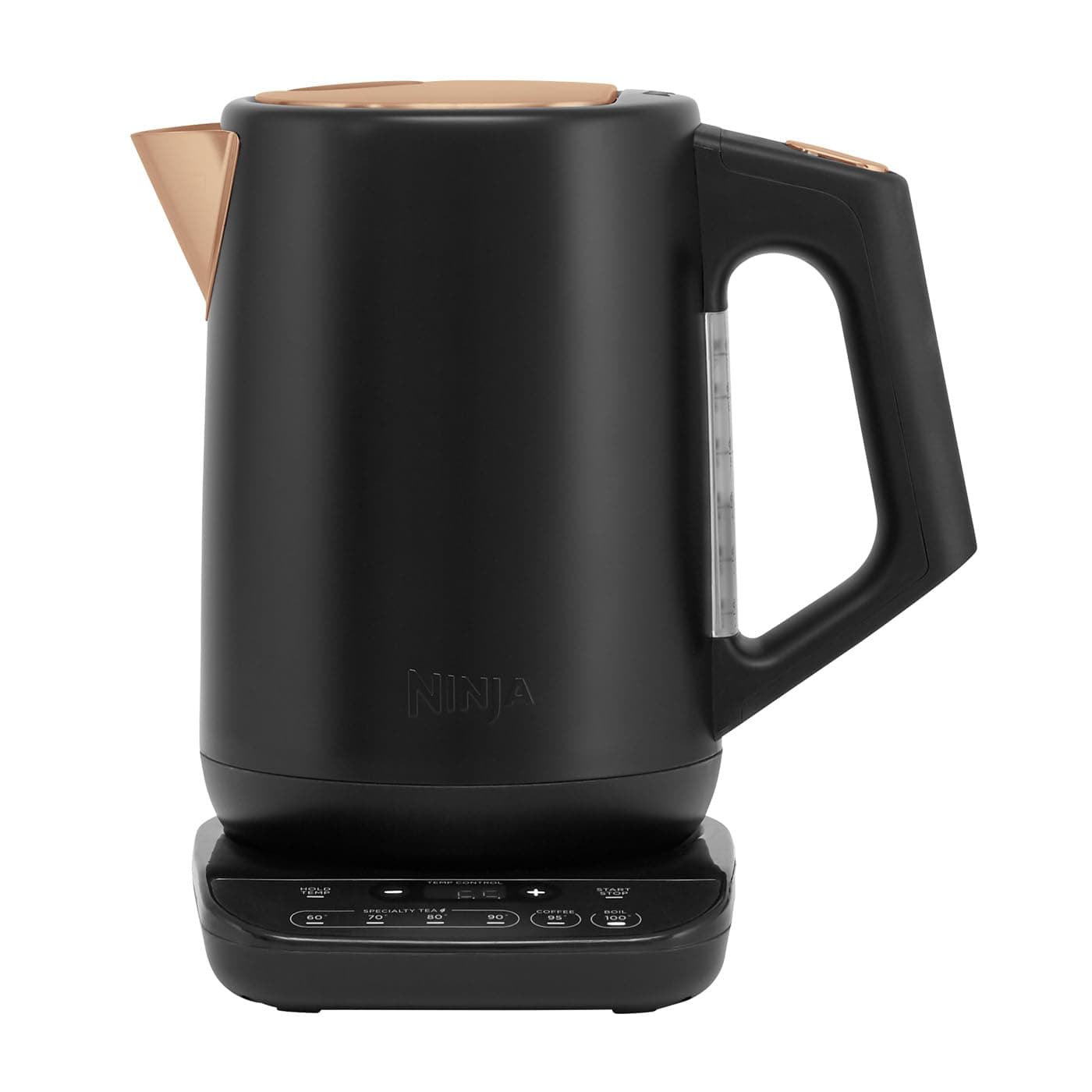 Ninja Perfect Temperature Kettle, 1.7L, with Temperature Control, LED Display, Easy to Use Kettle with Rapid Boil and Temperature Hold, Black & Copper, KT200UKCP