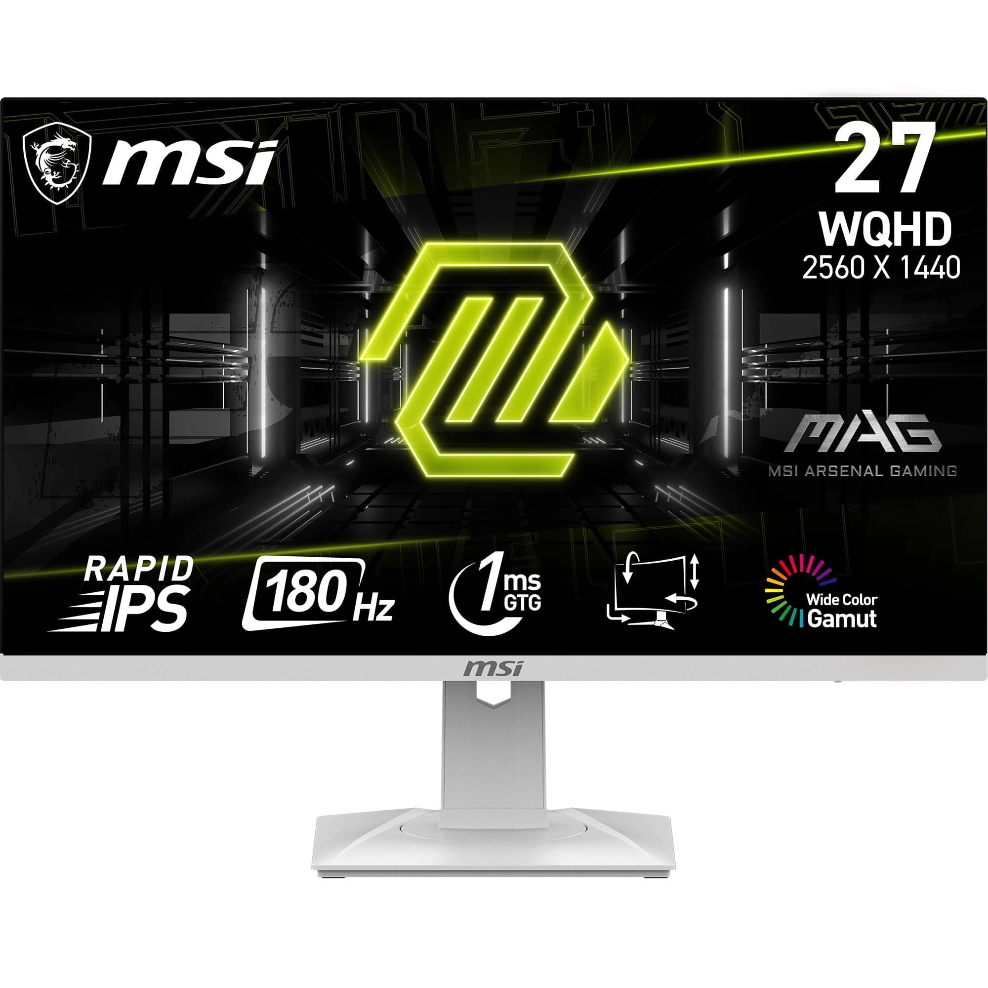 MSI MAG 274QRFW 27 Inch WQHD Gaming Monitor - 2560 x 1440 Rapid IPS Panel, 180 Hz - 1ms GtG, 123percentage sRGB Colour Gamut, Frameless Design, DisplayHDR 400 - DisplayPort 14a, HDMI 20b