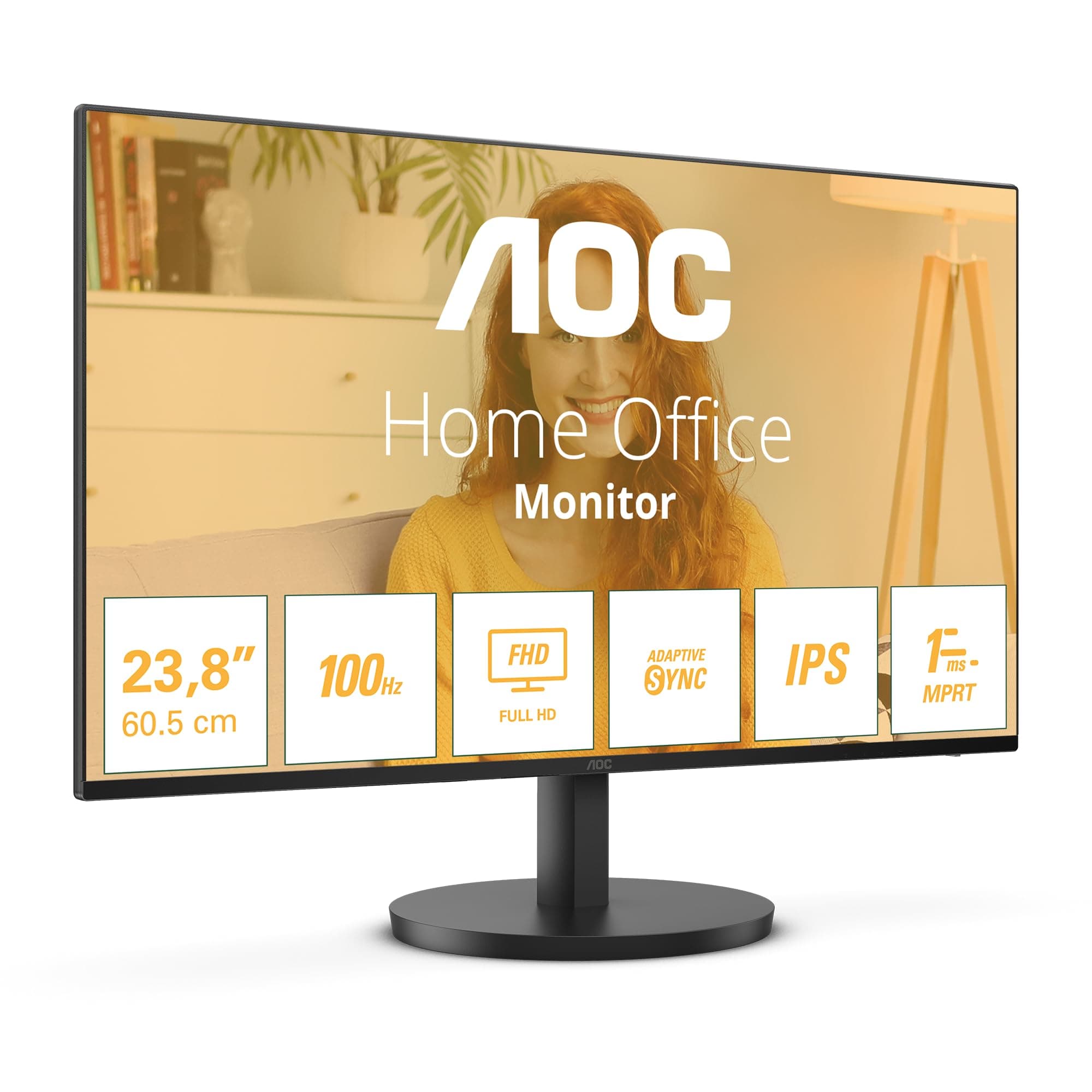 AOC 24B3HA2 - 24 Inch FHD monitor, IPS, 100Hz, 1ms, Ultra Narrow Boarder, FlickerFree, Adaptive Sync (1920 x 1080 250 cd/m HDMI 1.4 / DP 1.4)